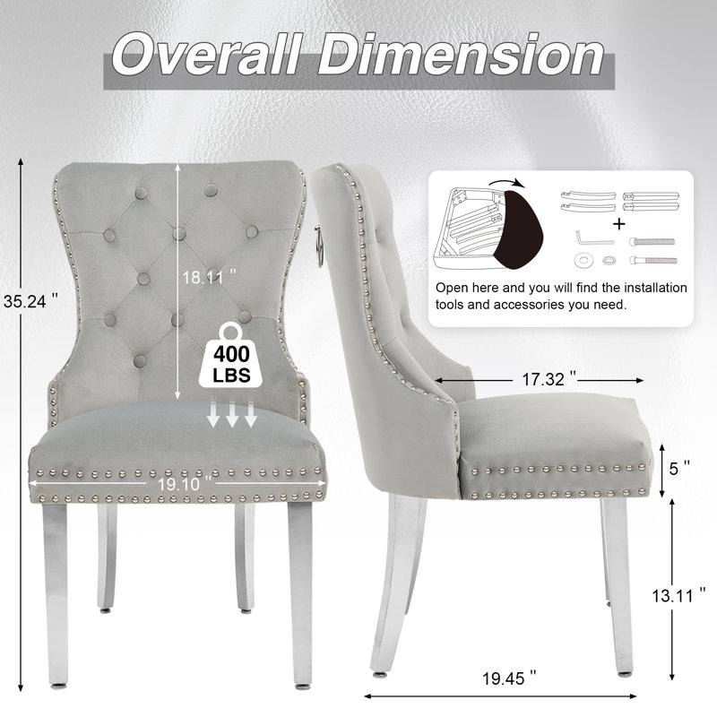 Chaise de salle à manger Parsons, Velours gris