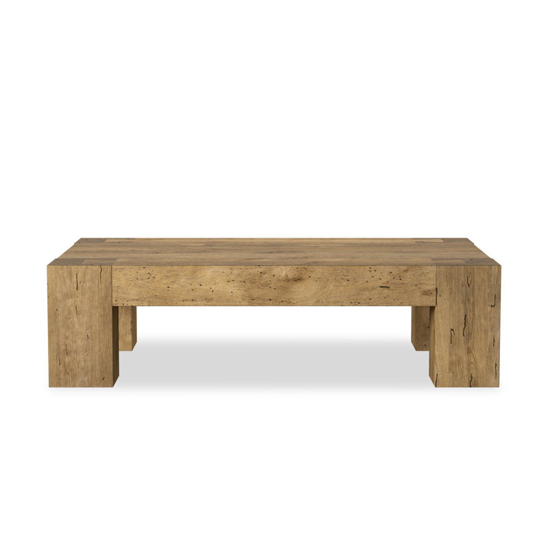 Table basse Hudson, Bois de chêne patiné rustique, H 15 po x l 55 po x P 35 po