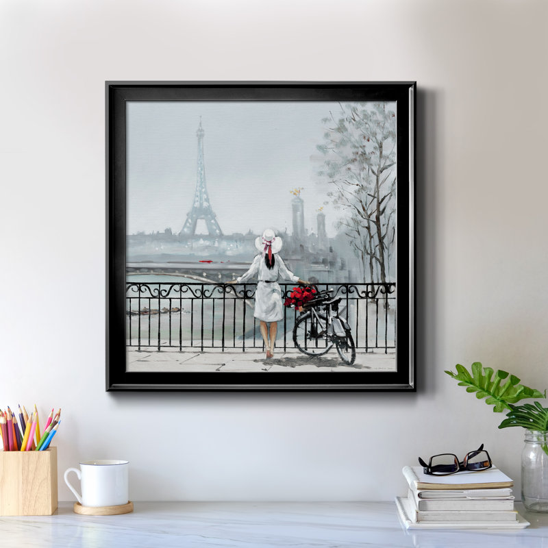 Lady in Paris - Peinture sur toile encadrée, Toile avec cadre noir, H 16 po x l 16 po x P 1 po
