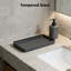 Organisateur de comptoir de salle de bain avec plateau en verre trempé, plateau de maquillage et étagère pour meuble-lavabo