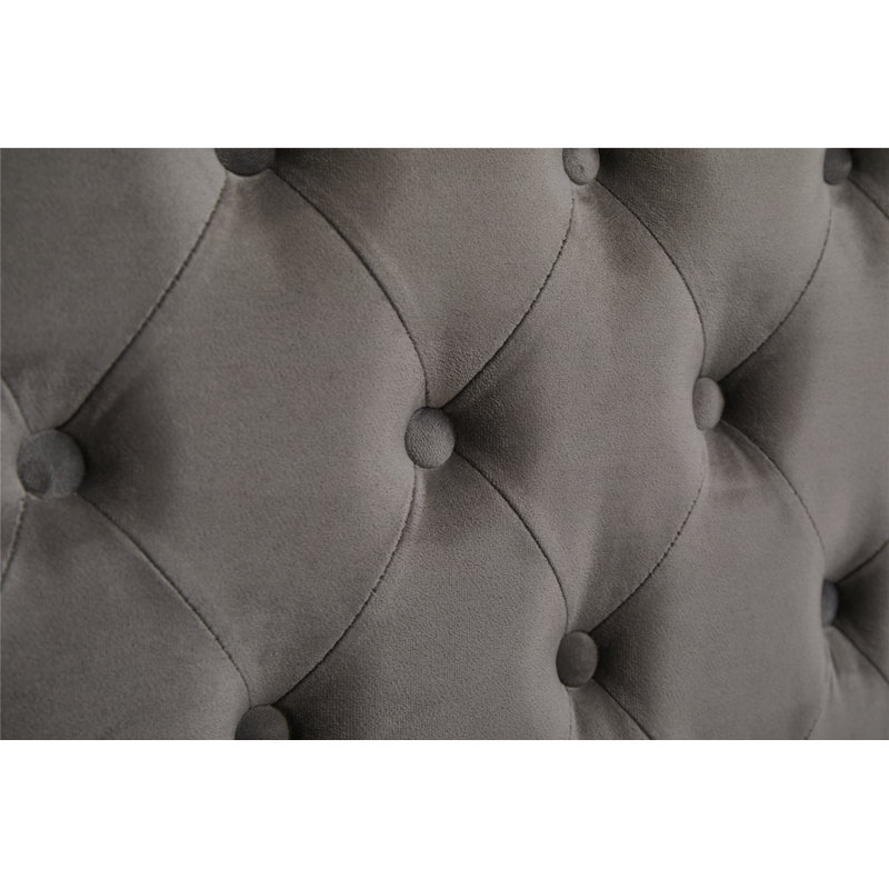 Causeuse rembourrée Vanida, Velours gris