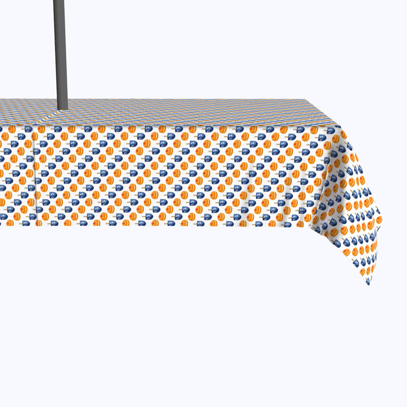 Geometric Hanukkah Tablecloth, 84" x 60", Yummy Donuts and Sevivons