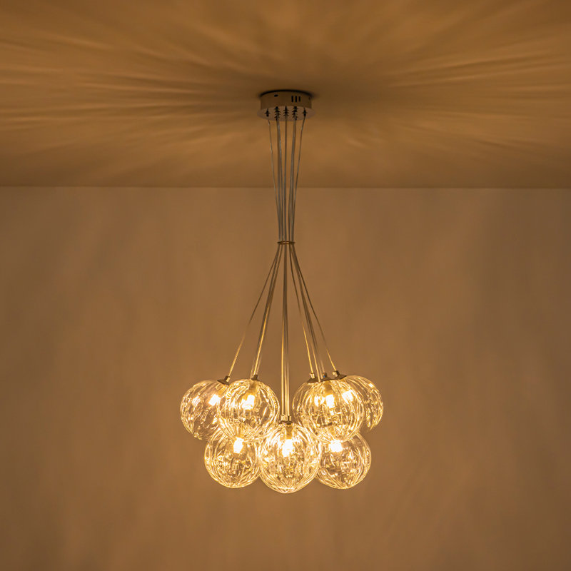 13-Light Dimmable Cluster Wavy Glass Chandelier