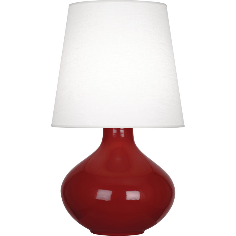 June Table Lamp, Oyster Linen, Oxblood