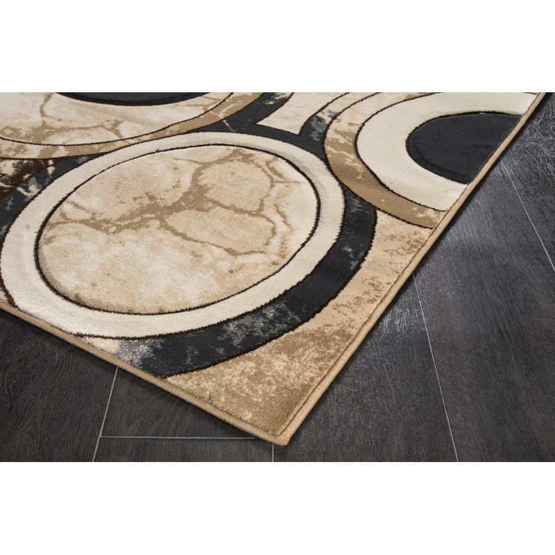 Tapis rond gris / beige Tyka, Rectangle 2 pi 1 po x 3 pi 3 po
