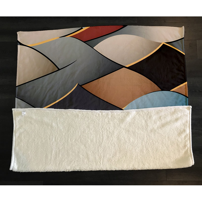 Throw Blanket, 51" W x 60" L, Gray/Blue/Yellow/Red, Geometric Shapes/Abstract
