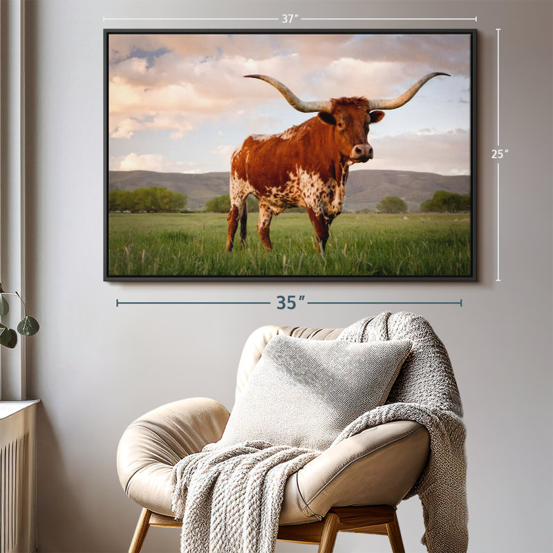 «Brown Texas Longhorn Wall Art», H 37 po x l 25 po