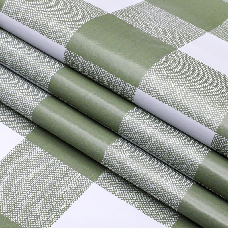 Round Oilcloth PVC Wipe Clean Tablecloth Table Cover Gingham Checkers 160 Cm 62" Sage Green