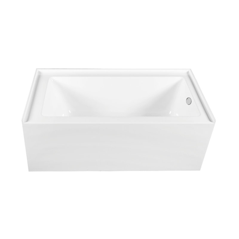 Kingston Brass Aqua Eden 60-Inch Acrylic Rectangular 3-Wall Alcove Tub, Hand Drain, Right, Polished Chrome
