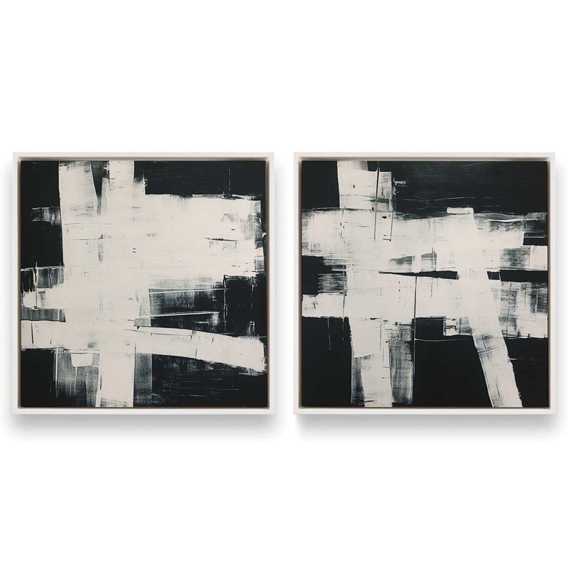 Onyx Eclipsed, ensemble de 2 impressions sur toile dans un cadre, Cadre flottant blanc opaque