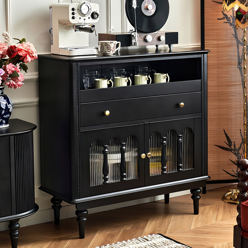 Buffet de rangement style crème français, Noir