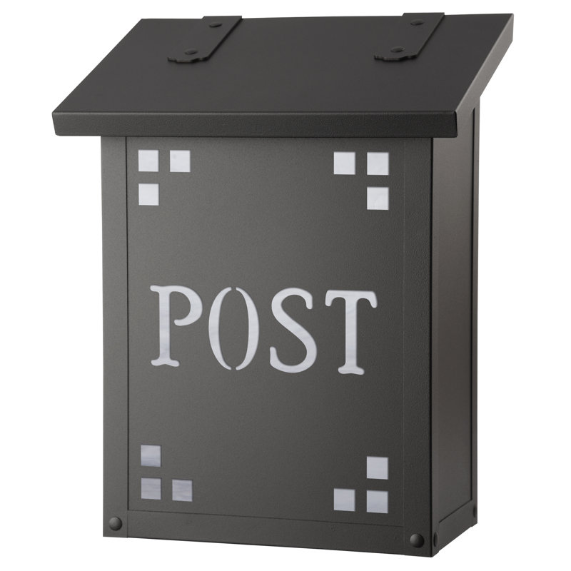 Pasadena Brass Wall Mounted Mailbox, Wispy White, Textured Black