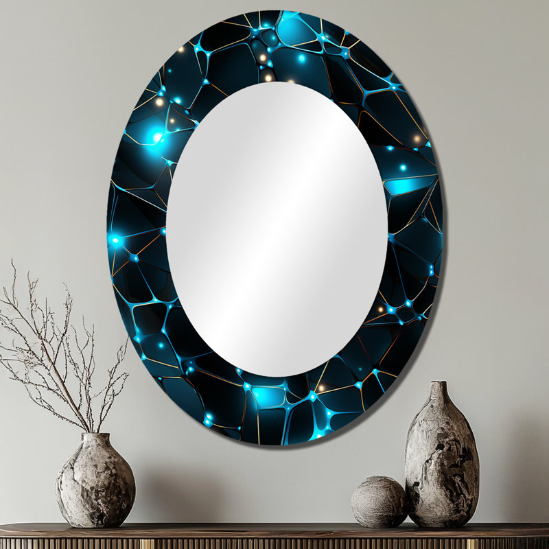 Miroir mural moderne bleu Quantum Matrix Vision, 40 po x 30 po
