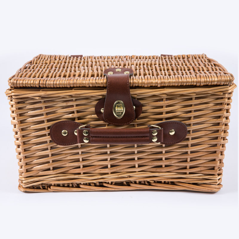 Panier de pique-nique en osier avec ensemble repas Catalina, Brun / Rouge / Blanc