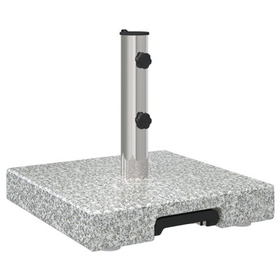  Base de parasol sur roulettes avec poignée en granit gris carré de 64 lb