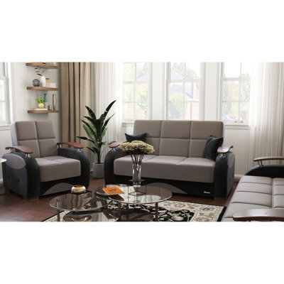 Fauteuil avec rangement en gris - et élégant fauteuil rembourré, option de mobilier polyvalent et confortable