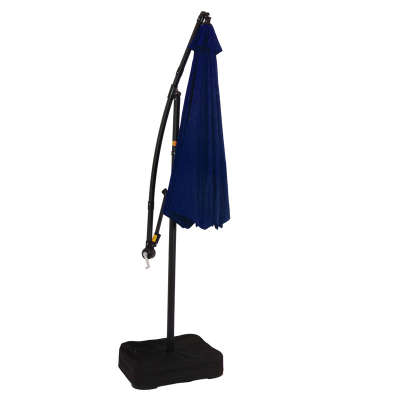 Parasol de patio décalé 10 pi avec base et sac de sable - Bleu marine, Navy