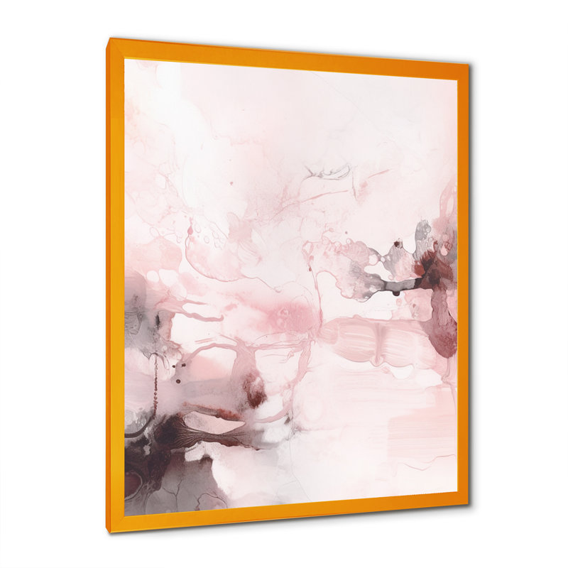«Pink Delicate Abstract Marble V», reproduction d'art sur toile abstraite, H 20 po x l 12 po x P 1 po, Encadrement doré