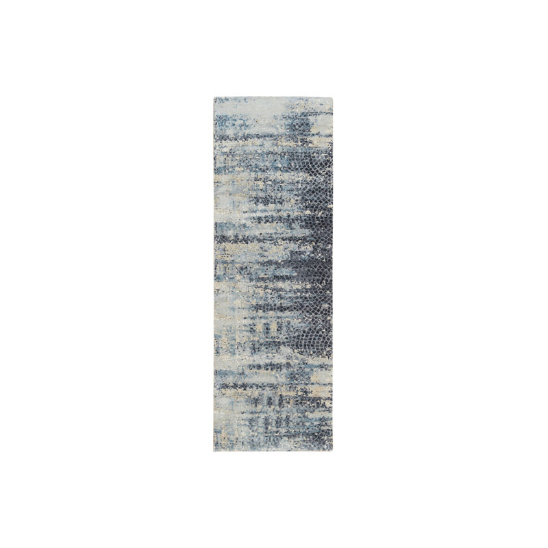 Tapis de couloir bleu en laine et en soie 2 pi 6 po x 7 pi 9 po 39C1951A375342FFB8A54C51A5419FD2