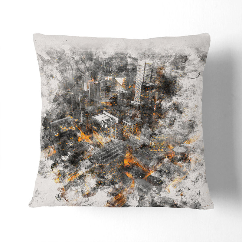 Toronto Canada Skyline Abstract Cushion with Filling, 40cm H x 40cm W x 15cm D
