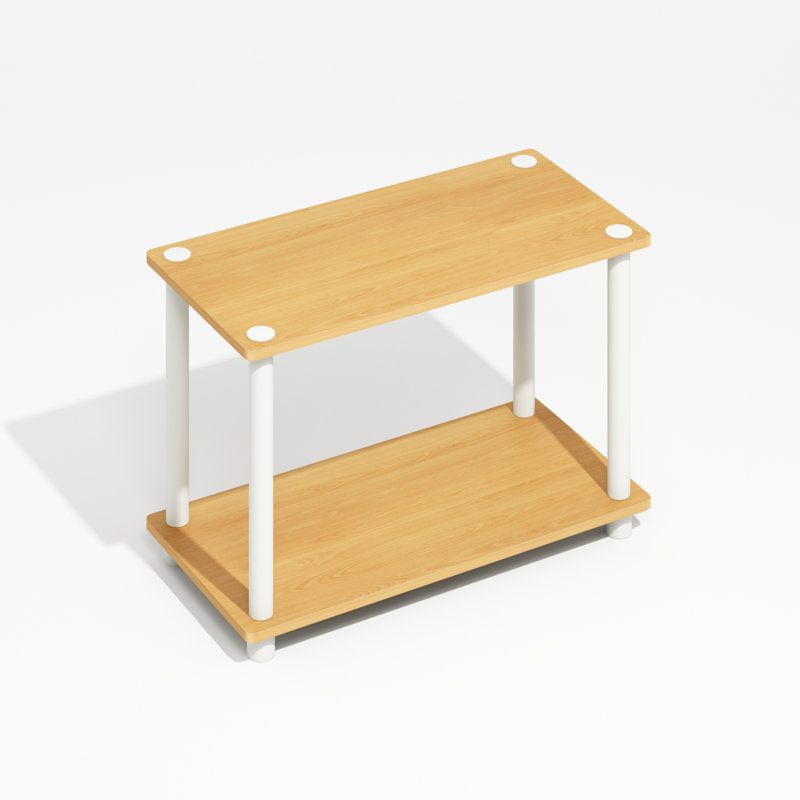 Tablette / table de bout à 2 niveaux sans outils Creekside, hêtre clair / blanc