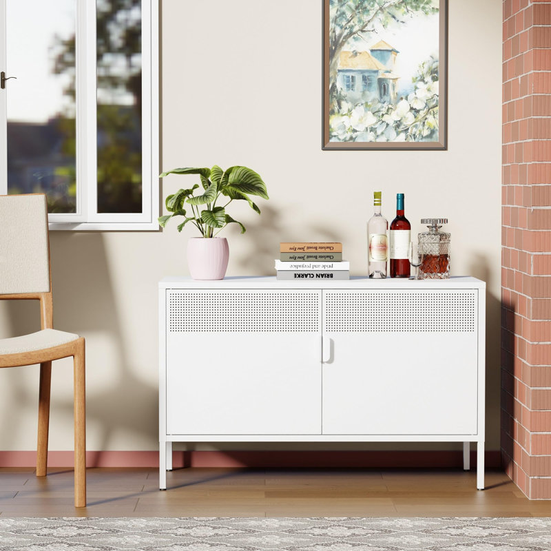 2 Door Metal Accent Cabinet, White