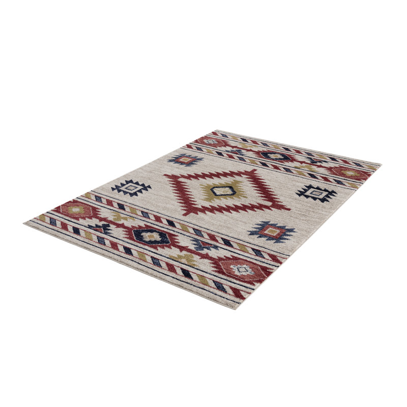 Tapis Bolme Southwestern en beige et rouge, Rectangle 4 pi x 6 pi