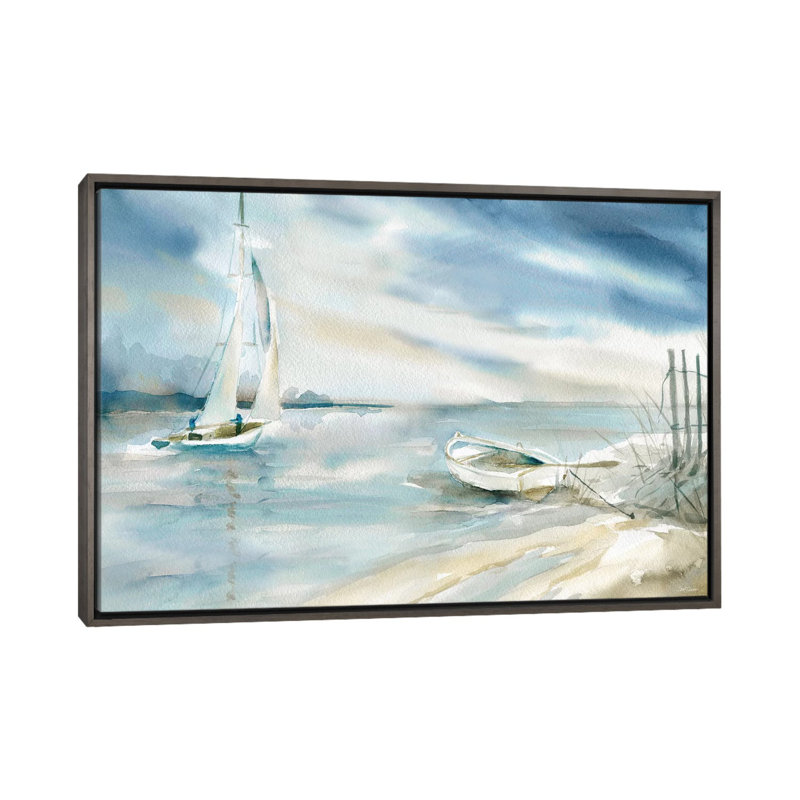 Voile subtile par Carol Robinson-impression, H 26 po x l 40 po x 1,5 po, Toile encadrée de bois rustique foncé, Pas de tapis