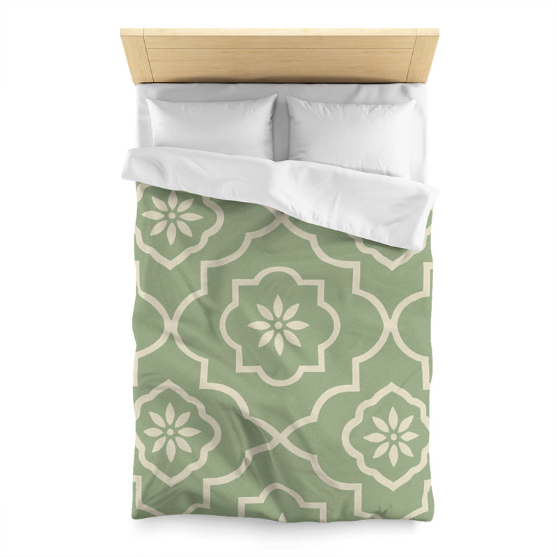 Microfiber Duvet Cover Boho Style, Design 32, Twin Duvet Cover, White