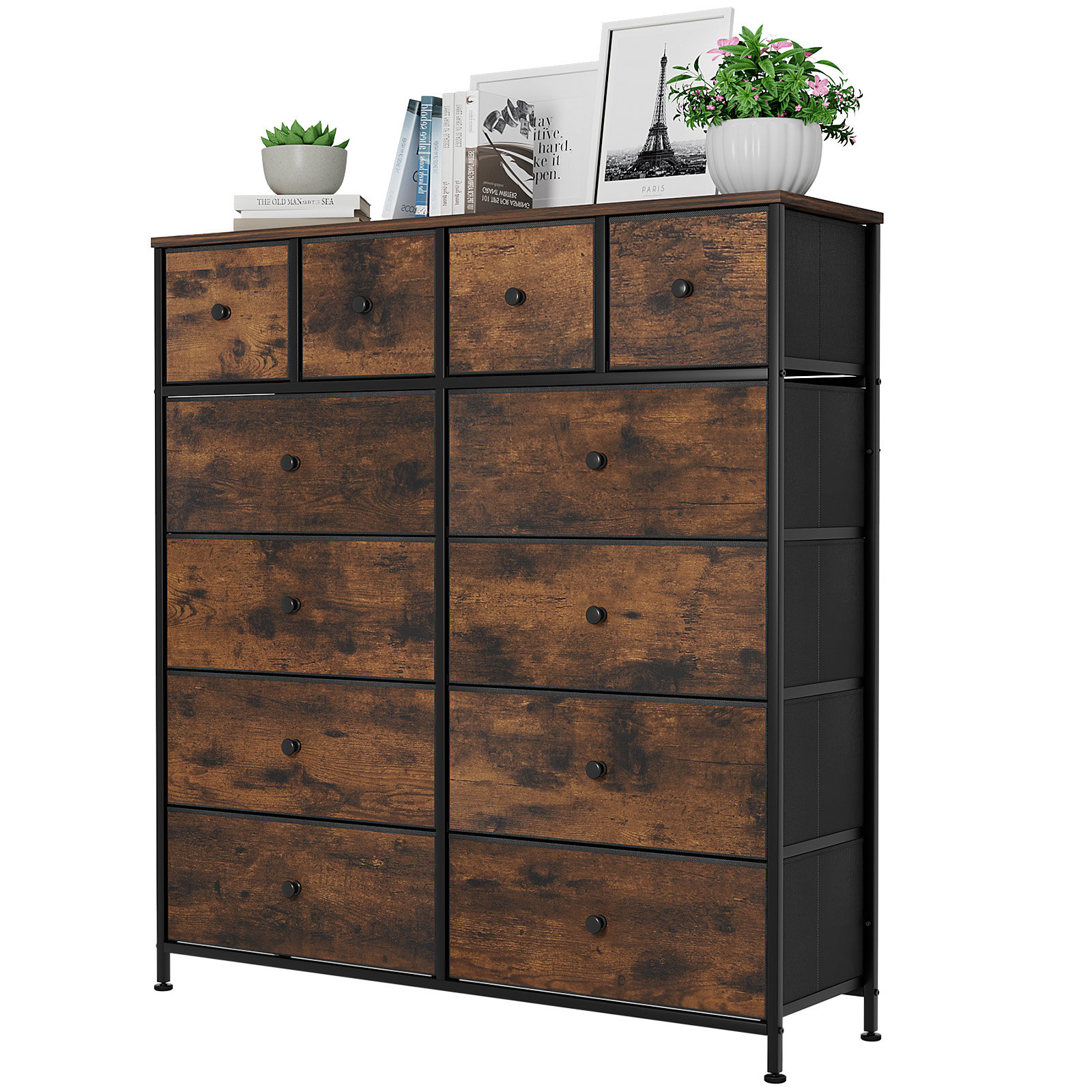 Pirecart 12drawer Dresser, Fabric Storage Tower W/textured Print