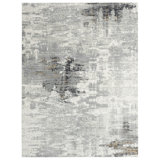 B Abstract Area Rug in Grey