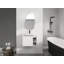 Meuble-lavabo mural de 28 po, armoire flottante blanc brillant avec lavabo en céramique blanche et portes à fermeture en douceur-547994772