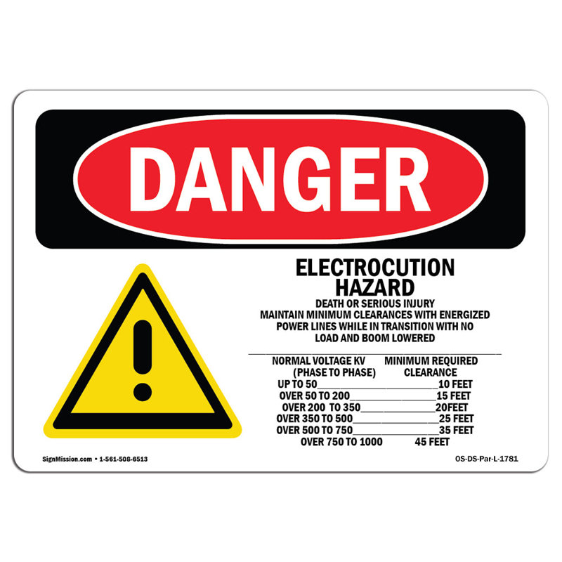 Panneau de danger OSHA, H 12 po x l 18 po x P 0,1 po