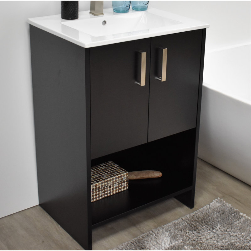 Ensemble de meuble-lavabo pour salle de bain simple 24 po cabo Anjeli, Noir