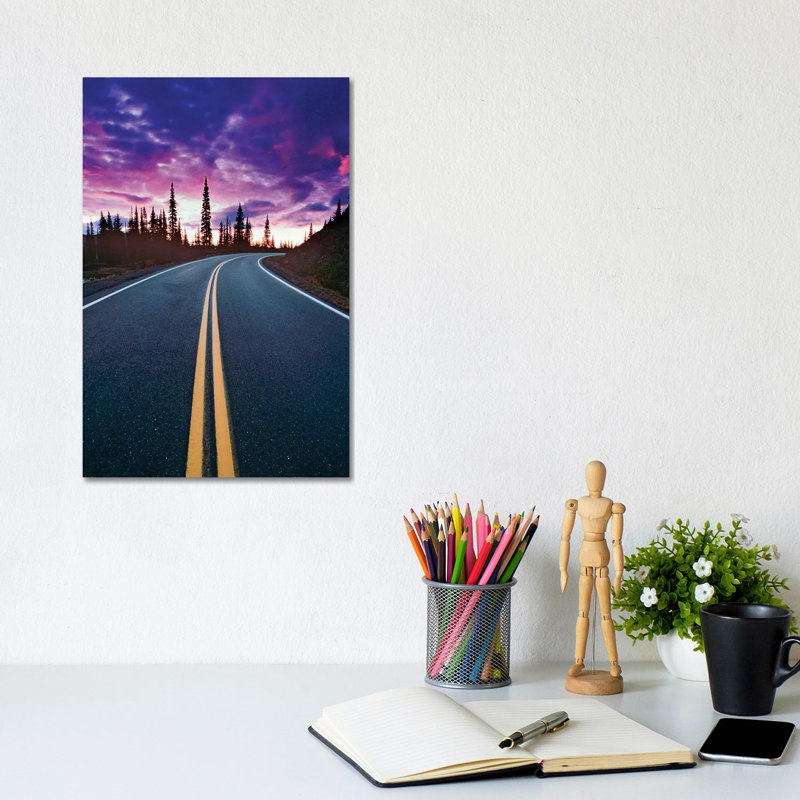 USA, Washington State, Mt. Rainier National Park. Road and clouds at sunset. 1 Piece Wrapped Canvas Wall Art