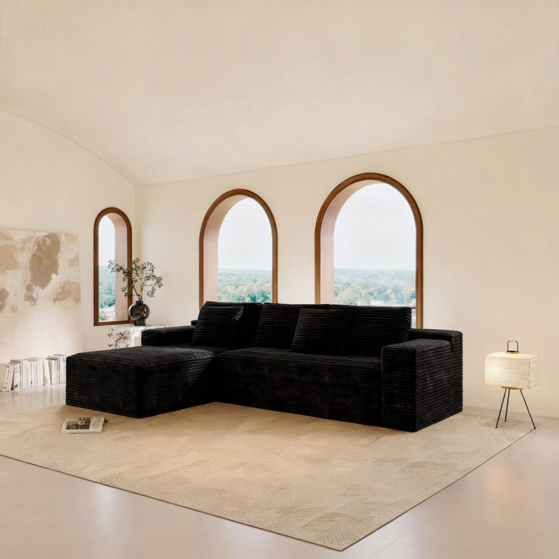 Siège de canapé modulaire 104,3 x 68,9 po, canapé rembourré compressé, combinaison libre 2 pièces, tissu en velours côtelé moelleux
