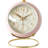 Small Table Clocks, Classic Non-Ticking Tabletop Alarm Clock With Backlight, Battery Operated Desk Astronaut Clock With HD Glass(Pink)