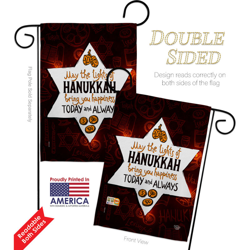 Ensemble de drapeaux en polyester 19 x 13 po Lights of Hanukkah
