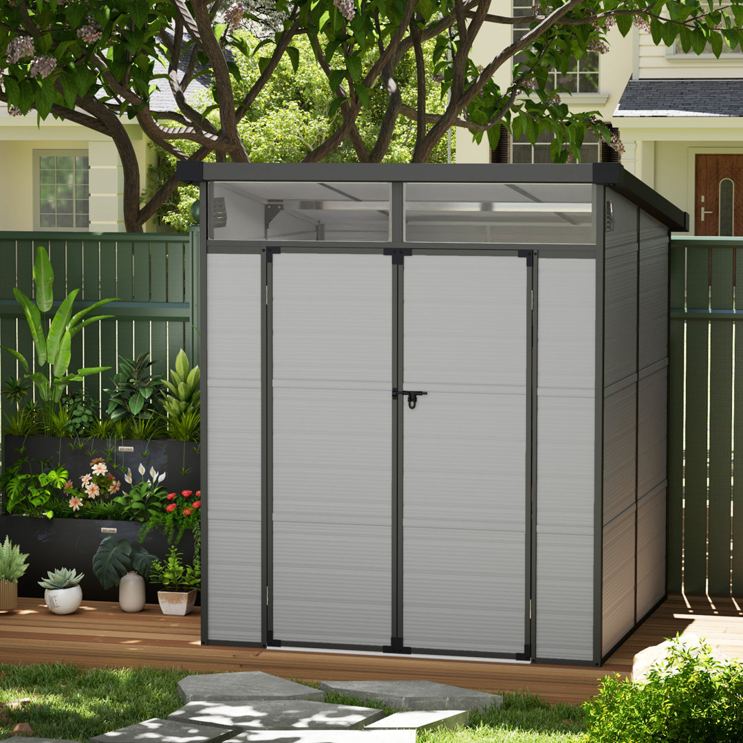 Garden 6 ft. W 6 ft. D Plastic Pent Storage Shed