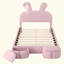Upholstered Platform Bed With Cartoon Ears Shaped Headboard And Light