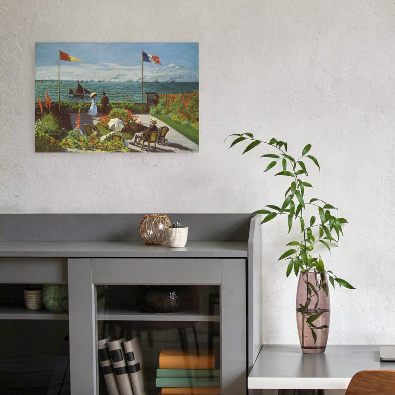 Garden At Sainte-Adresse 1867 Classic Coastal Spring Wall Art Print by Claude Monet - Wrapped Canvas Print