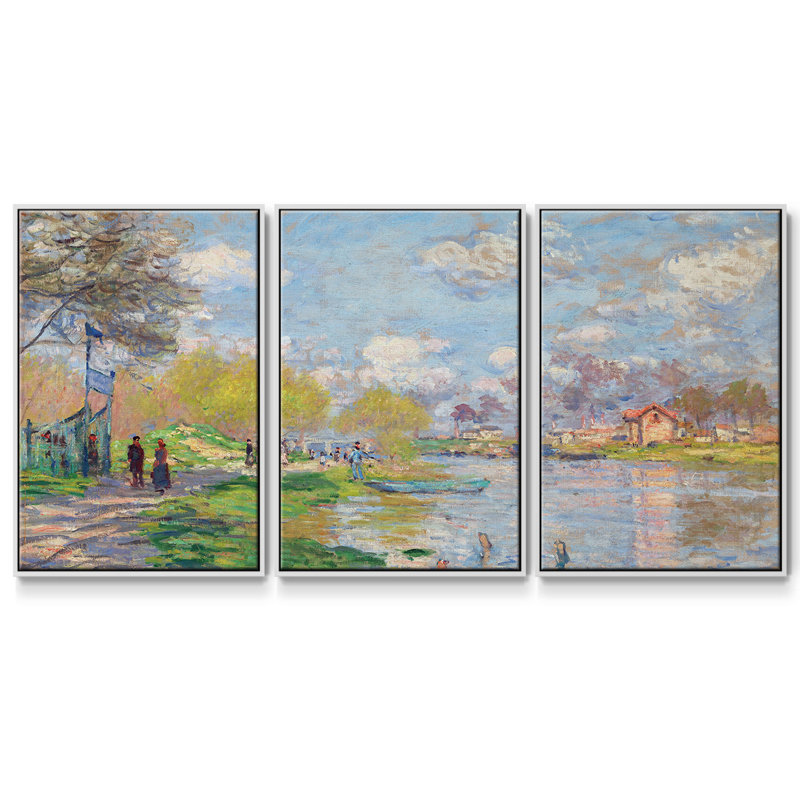 " Monet " 3 - Pieces, White, 36" H x 75" W x 2" D