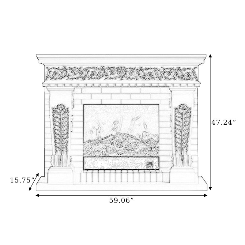 Solid Wood Electric Fireplace, Brown