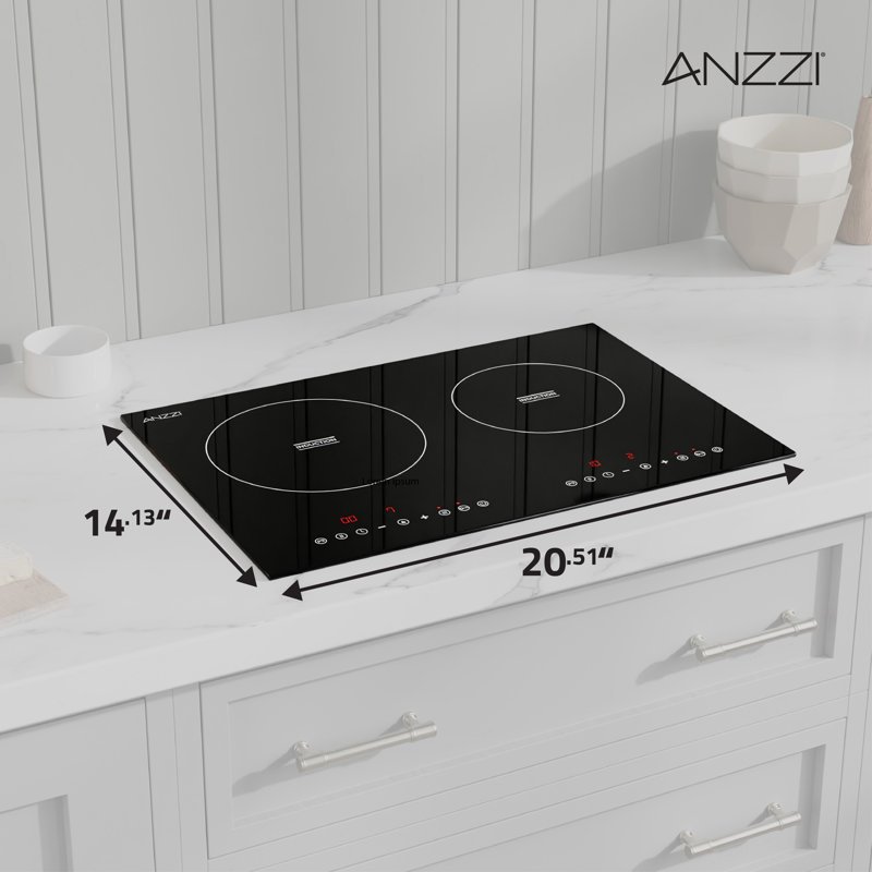 Plaque de cuisson à induction en verre à 2 éléments Aurora Series de 14 po avec arrêt automatique de 1800 W, verrouillage automatique