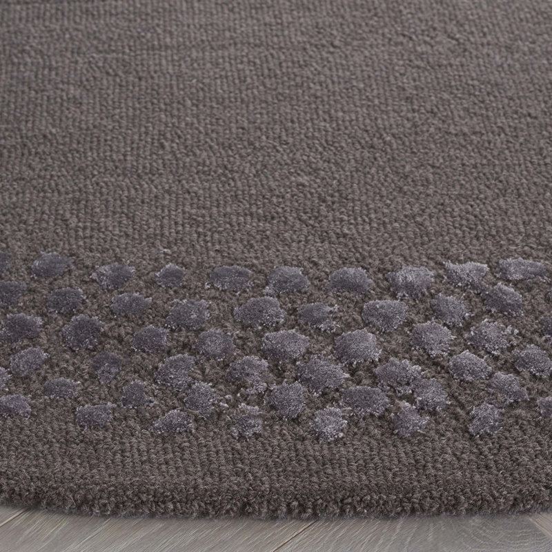 Tapis gris foncé en laine / viscose / coton touffeté à la main Glamour, Rond 6 pi