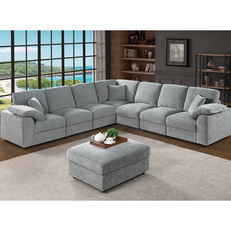 Kensley 8-Piece Upholstered Corner Sectional, Black