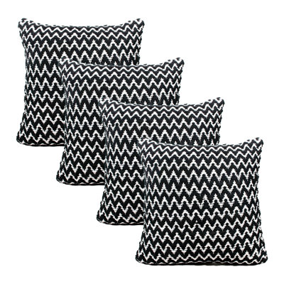 Ensemble de 4 coussins en coton blanc / noir