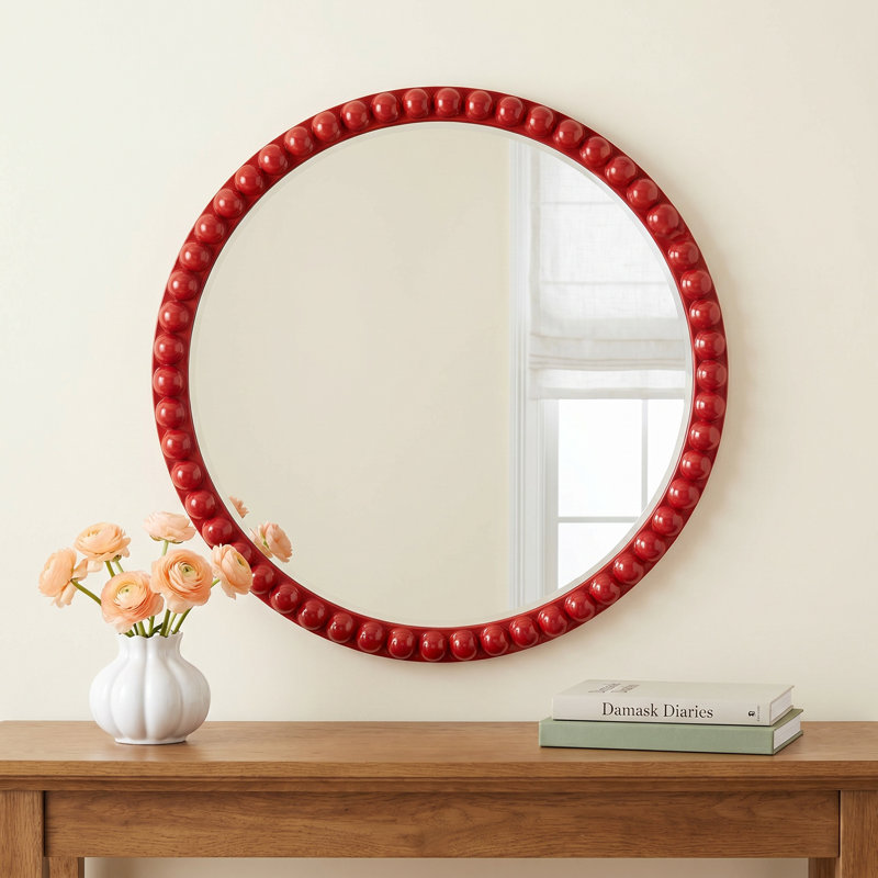 Darlene Round Mirror, Red