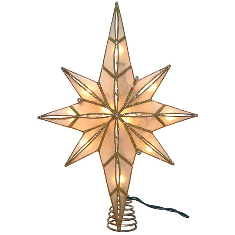 Décoration pour sommet de sapin étoile de Capiz Bethlehem 10 lumières 11,4 pouces Kurt Adler