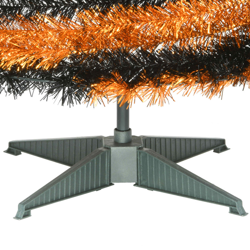 Arbre escamotable orange et noir 7,5 pi The Holiday Aisle®
